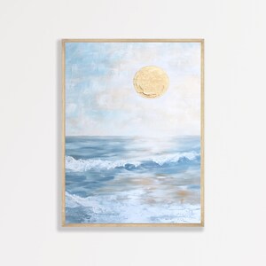 Ocean Sun Wall Print | Minimalist Boho Coastal Wall Art | Abstract Modern Beach House Living Room Bedroom Decor | #1021