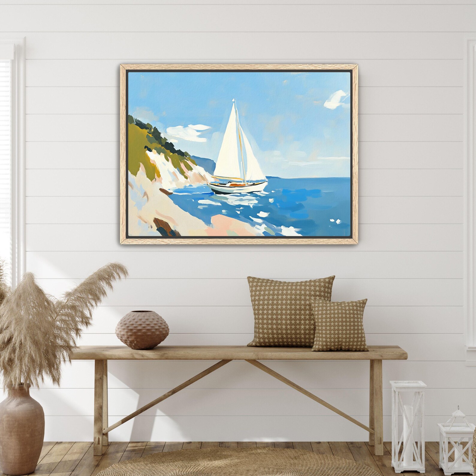 Vintage Sailboat Painting - Coastal Nautical Wall Decor - Etsy