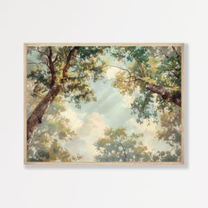 Tree Wall Art, Surreal Vintage Nature Print, Retro Horizontal Framed Farmhouse Decor