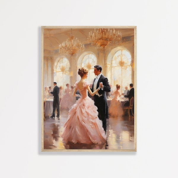Ballroom Dance Print | Retro Dancing Portrait Painting | Aesthetic Vintage Home Decor | P #278