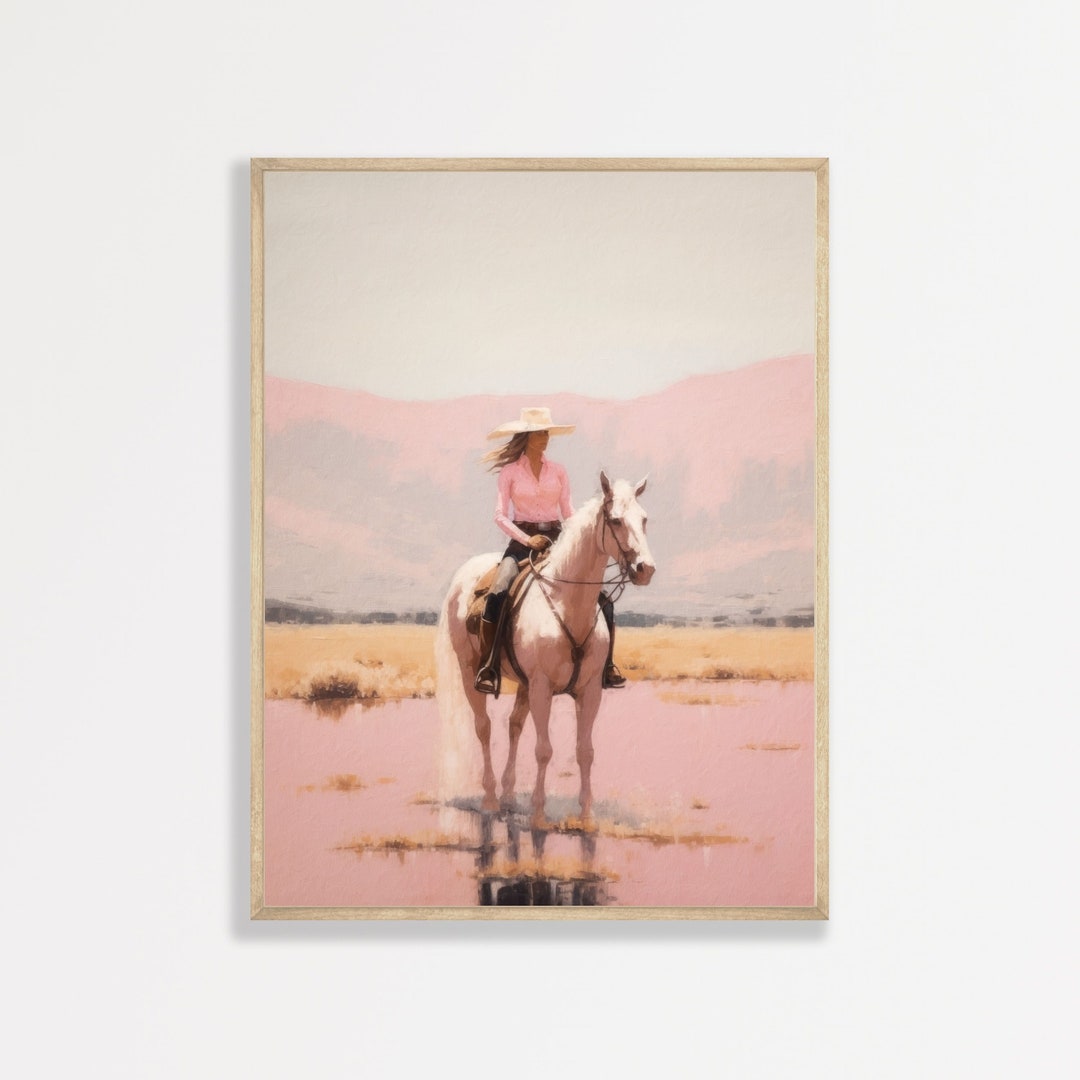 retro cowgirl art prints - set of 3 - digital download... Pink Cowgirl Print: Retro Pastel Western Wall Art - Etsy