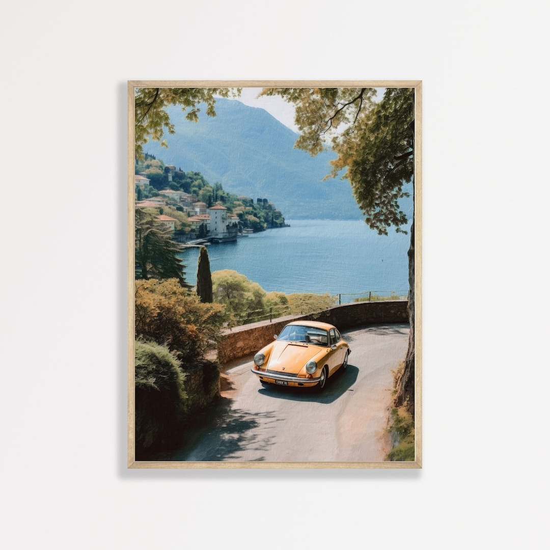 Retro Porsche Wall Art - Vintage Italy Road Scene - Etsy