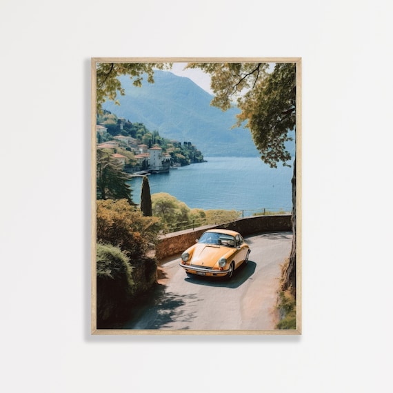 Retro Porsche Wall Art - Vintage Italy Road Scene
