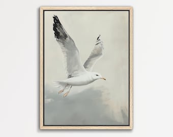 Seagull Print: Vintage Coastal Bird Artwork Neutral Palette