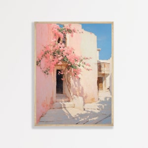 Pink Flowers Print | Retro European Oil Painting | Girly Pink Bedroom Apartment Decor | Aesthetic Room Wall Art | P #114