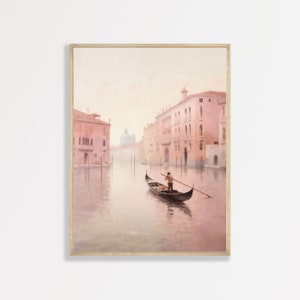 Pink Venice Print | Retro Italy Wall Art | Aesthetic Pastel Girly Decor | Apartment Bedroom Kitchen Decor | P #136