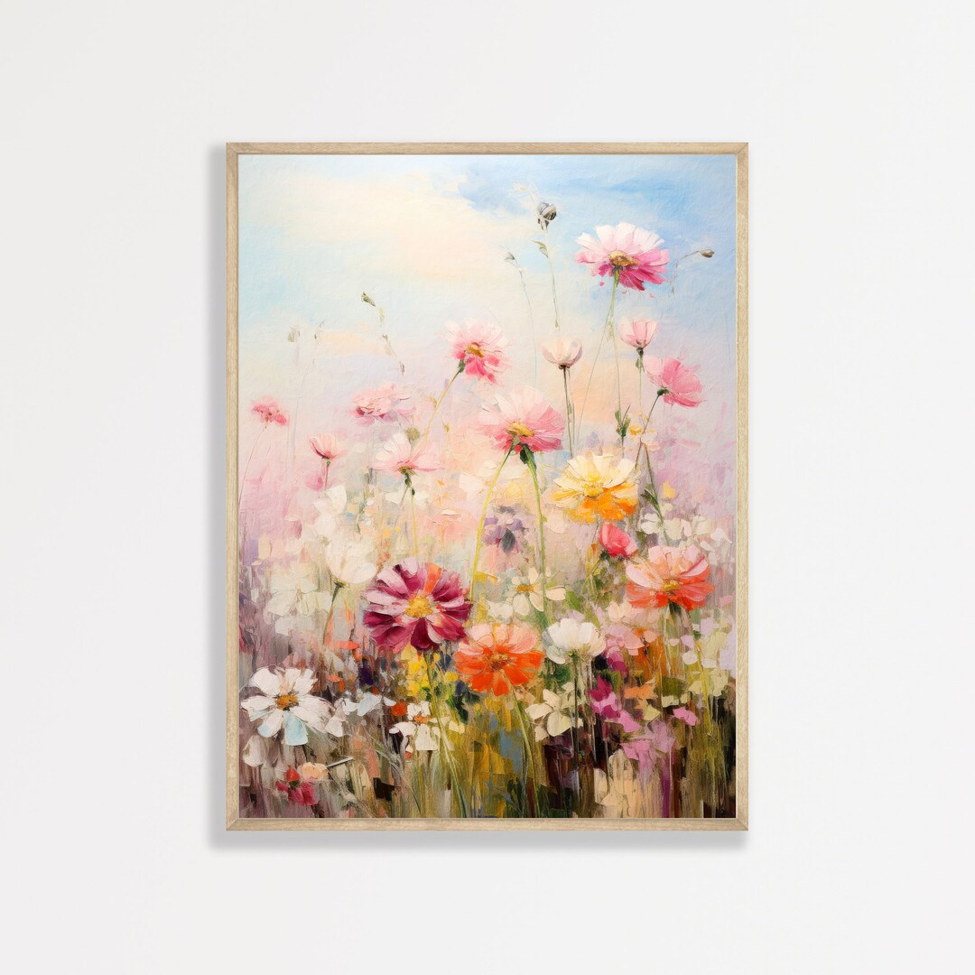 Vintage Floral Wall Art - Pastel Wildflowers Nursery Print - Etsy