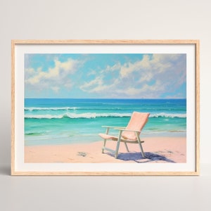 Summer Beach Painting Pale Muted Seascape Painting Preppy Pastel Pink Decor Girly Bedroom Decor P 039 image 3