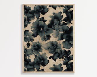 Floral Wall Art Print: Vintage Neutral Flowers - Rustic Decor