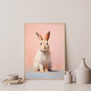 a painting of a rabbit sitting on a table