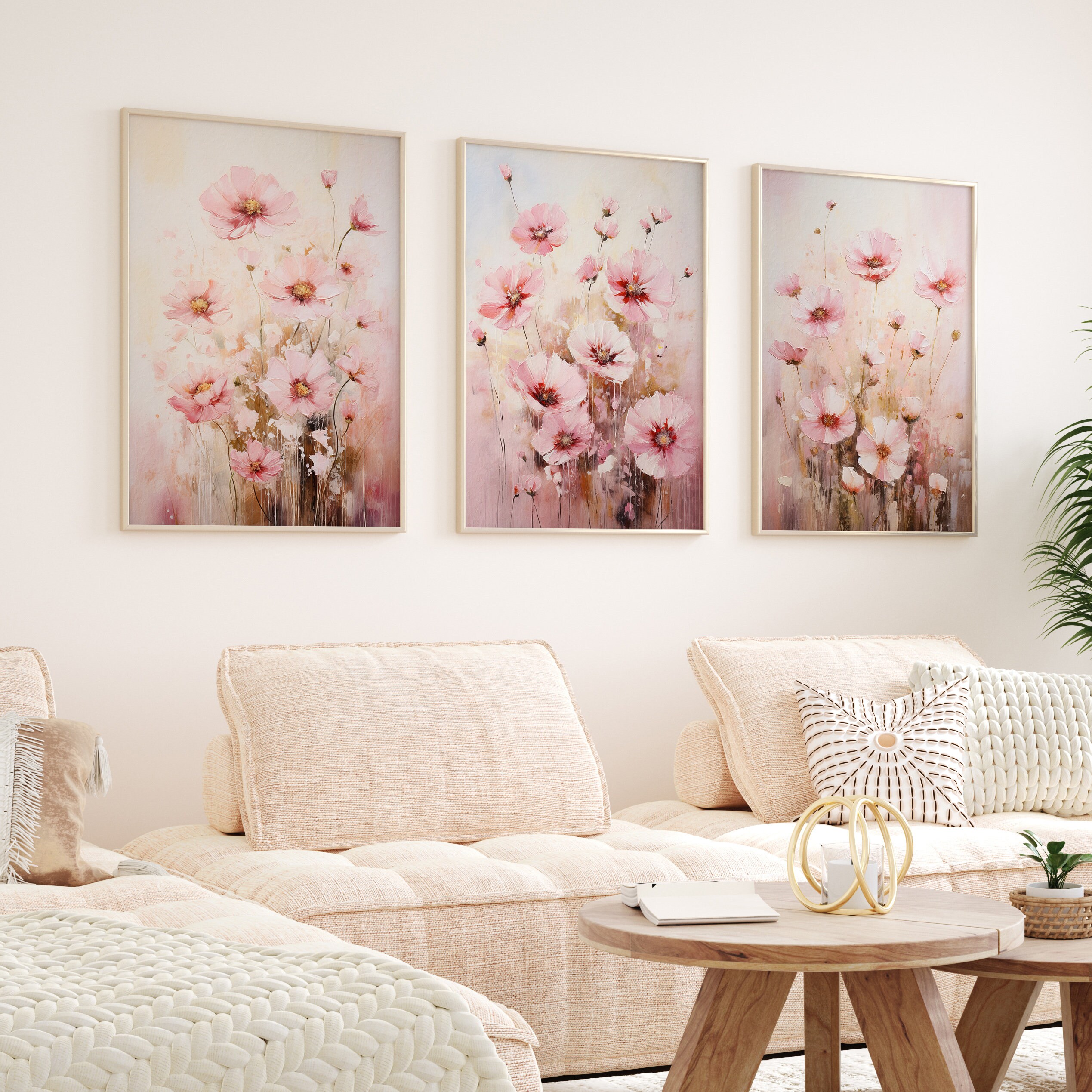 Pink Floral Wall Art Set: Pastel Vintage Prints for Nursery - Etsy
