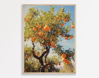 Orange Tree Painting: Retro Country Farmhouse Wall Art