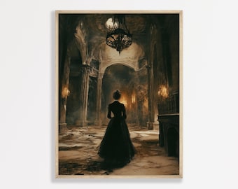 Vintage Painting Print: Spooky Dark Academia Wall Art