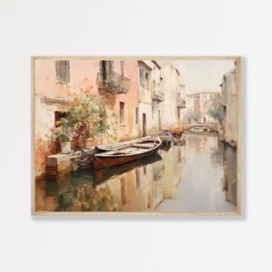 Venice Canal Painting | Retro Italian Wall Art | Aesthetic European Decor | P #258