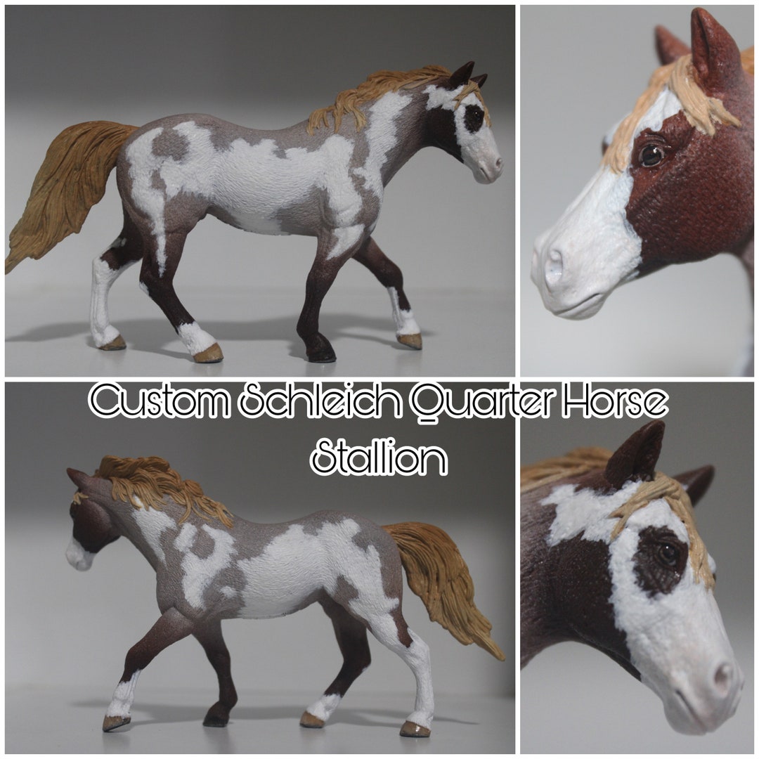 Custom Schleich Quarter Horse Stallion Strawberry Roan Overo Etsy