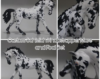 CLEARANCE Schleich Mare and Foal Set - Black Leopard