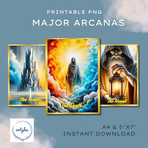 Tarot Card Deck Complete Printable Set of Minor And Major Arcana Suit Cards With Keywords List, Unique Tarot Deck