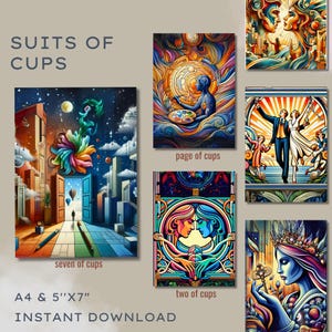 Baraja de tarot imprimible con palabras clave en estilo art déco, cartas de tarot PNG con significado, conjunto místico único