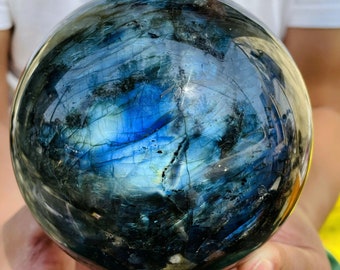 Natural Labradorite Sphere Labradorite Gemstone Ball Crystal Sphere 80mm 60mm Healing Energy Crystals Labradorite Jewelry Gift For Her
