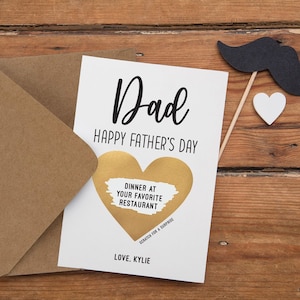 Carte à gratter personnalisée pour la fête des pères, surprise pour la fête des pères, cadeau pour papa, joyeuse fête des pères, révélation surprise
