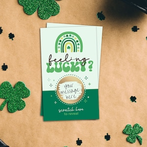 Tarjetas rasca y gana del Día de San Patricio, Sentirse afortunado, Rasca para revelar, Sorpresa del Día de San Patricio, Rasca y gana de oro