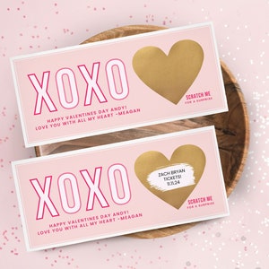 Bon cadeau XOXO Love, cadeau personnalisé, à gratter, cadeau d'anniversaire de Saint-Valentin pour mari, petit ami, femme, petite amie