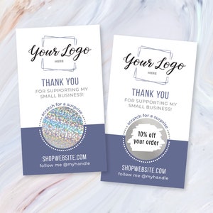 Cartões de agradecimento com logotipo personalizado Scratch Off, cartões de agradecimento para pequenas empresas, cartões de desconto, cartões Scratch Off para empresas