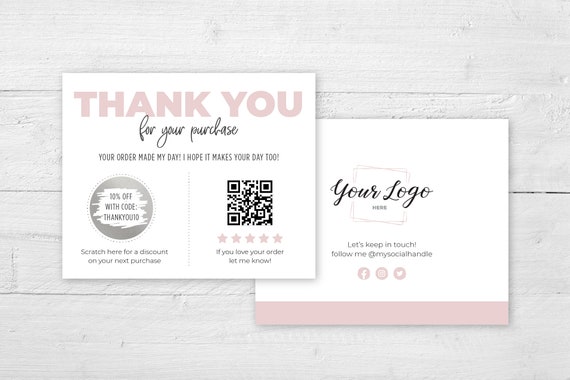 Scratch Off Thank you Cards with Custom Logo, Small Business Thank You, QR code Review Cards, Discount Cards, Business Scratch Off Cards