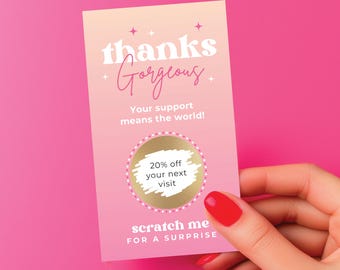Biglietti di ringraziamento gratta e vinci personalizzati - Carte sconto per piccole imprese per parrucchieri, onicotecnici, estetisti, centri estetici, centri estetici, centri estetici, centri benessere, centri abbronzanti