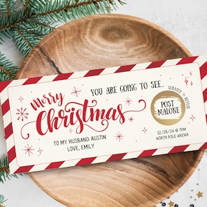 Concert or Event Christmas Voucher, Personalized Gift, Surprise Scratch Off, Christmas Gift for Him or Her, Live Performance, Sports Ticket