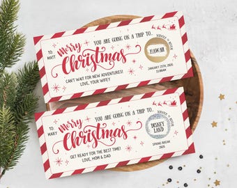 Christmas Travel Voucher | Personalized Scratch Off | Surprise Trip Reveal | Gift for Him or Her | Vacation Reveal | Scratch Card