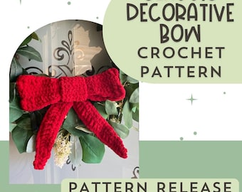Classic Decorative Bow Crochet Pattern, Large Hair bow, Christmas Bow Crochet Pattern, Crochet Bow, Crochet Hair bow, Crochet Bow Garland