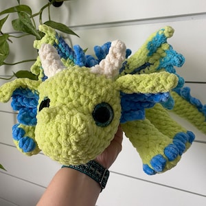 Ready to Ship Crochet Dragon, Soft and Cuddly Dragon Plush, cute dragon plushie, Dragon Stuffed Animal, Gift for Dragon Lover, Fantasy Plush