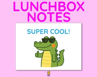 Lunchbox Notes, Cute Printable Lunch Encouraging Motivation Funny Cards for Kids Children Animal Object PDF Digital Download, A4 & US Letter
