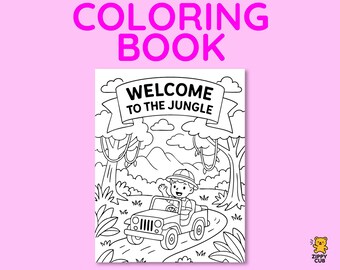 Safari Coloring Book, 20 Pages Printable Preschool Toddler Baby Homeschool Classroom Painting for Kids, PDF Digital Download, A4 US Letter