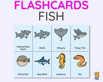 Fish Flashcards – Montessori 4-Part Cards | 2.5"x3.5" Printable Learning Set | Instant Digital Download