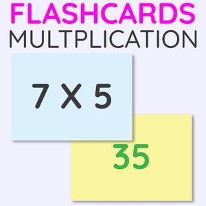 Multiplication Flashcards – 2-Sided Cards | 1 to 10 Times Tables | 2.5&quot;x3.5&quot; Printable Math Learning Set | Instant Digital Download