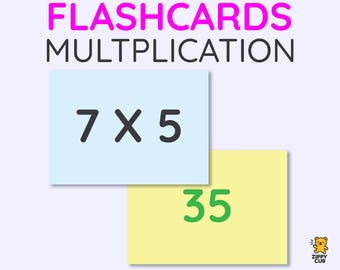Multiplication Flashcards – 2-Sided Cards | 1 to 10 Times Tables | 2.5"x3.5" Printable Math Learning Set | Instant Digital Download