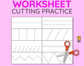 Cutting Practice Worksheets for Kids – 20 Scissor Skill Exercises | 7 Shapes | Printable Fine Motor Activities | Instant Digital Download