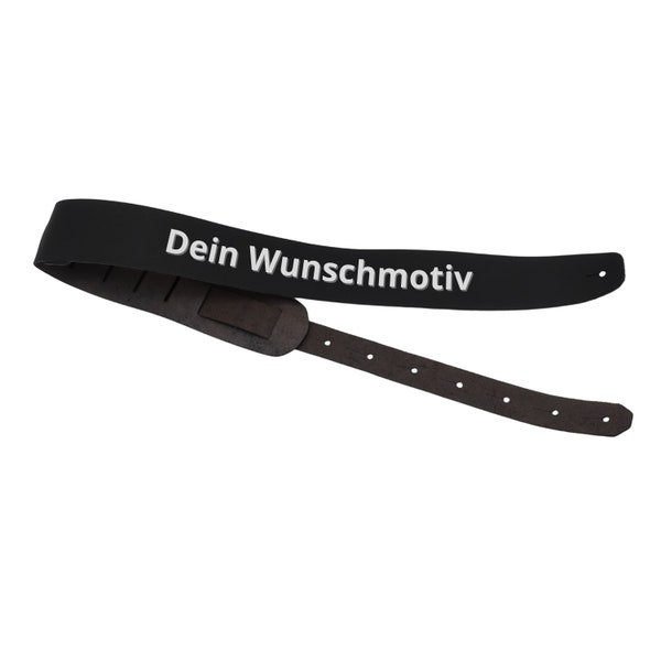 Hochwertiger Leder-Gitarrengurt mit Wunschmotiv-Druck | Gitarrengurt für E-Gitarre, Westerngitarre, Akustik Gitarre oder Bass