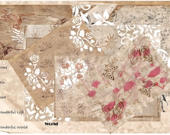 Feuilles vintage  pour Junk Journal, digikit, kit numérique