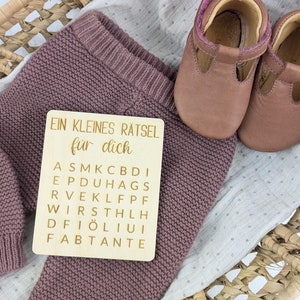 Schwangerschaftsverkündung · Rätsels · du wirst Papa, Tante, Onkel · Schwangerschaft verkünden Idee · graviertes Kreuzworträtsel Holzschild