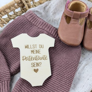 Willst du meine Patentante, Patenonkel sein? · Paten fragen · graviertes Schild aus Holz · personalisierte Holzkarte · Taufpate · Geburt