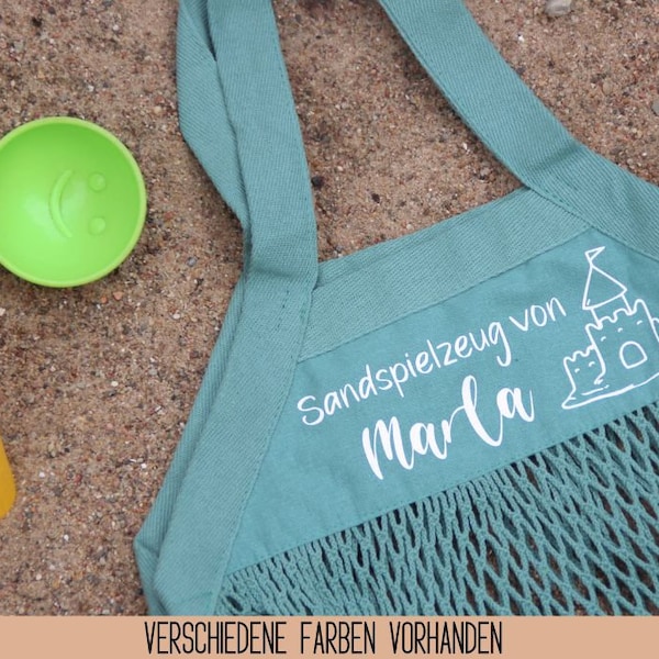 Tasche für Sandspielzeug · Netzbeutel · Spielplatztasche für Kinder · personalisiert · Strandtasche für Kinder · Kindergartenkind