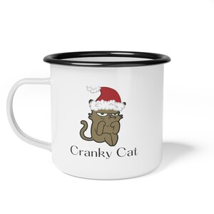 Cranky Cat Enamel Camp Cup