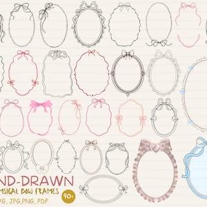 Hand Drawn Frames SVG Bundle, Hand Drawn Whimsical Wedding Illustrations Doodles for Invitation, Whimsical Frames Wedding Invitation Border