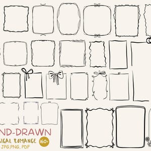 Hand Drawn Frames SVG Bundle, Hand Drawn Whimsical Wedding Illustrations Doodles for Invitation, Whimsical Frames Wedding Invitation Border