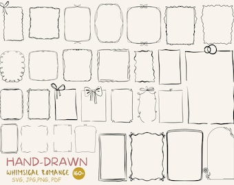 Hand Drawn Wedding Frames SVG Bundle: Whimsical Invitation Borders (Digital Download)