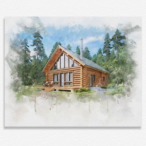 Watercolor Home Painting , Custom Watercolor Sketch, Custom Home Portrait, Housewarming Gift, Realtors Gift, Anniversary Gift, First home