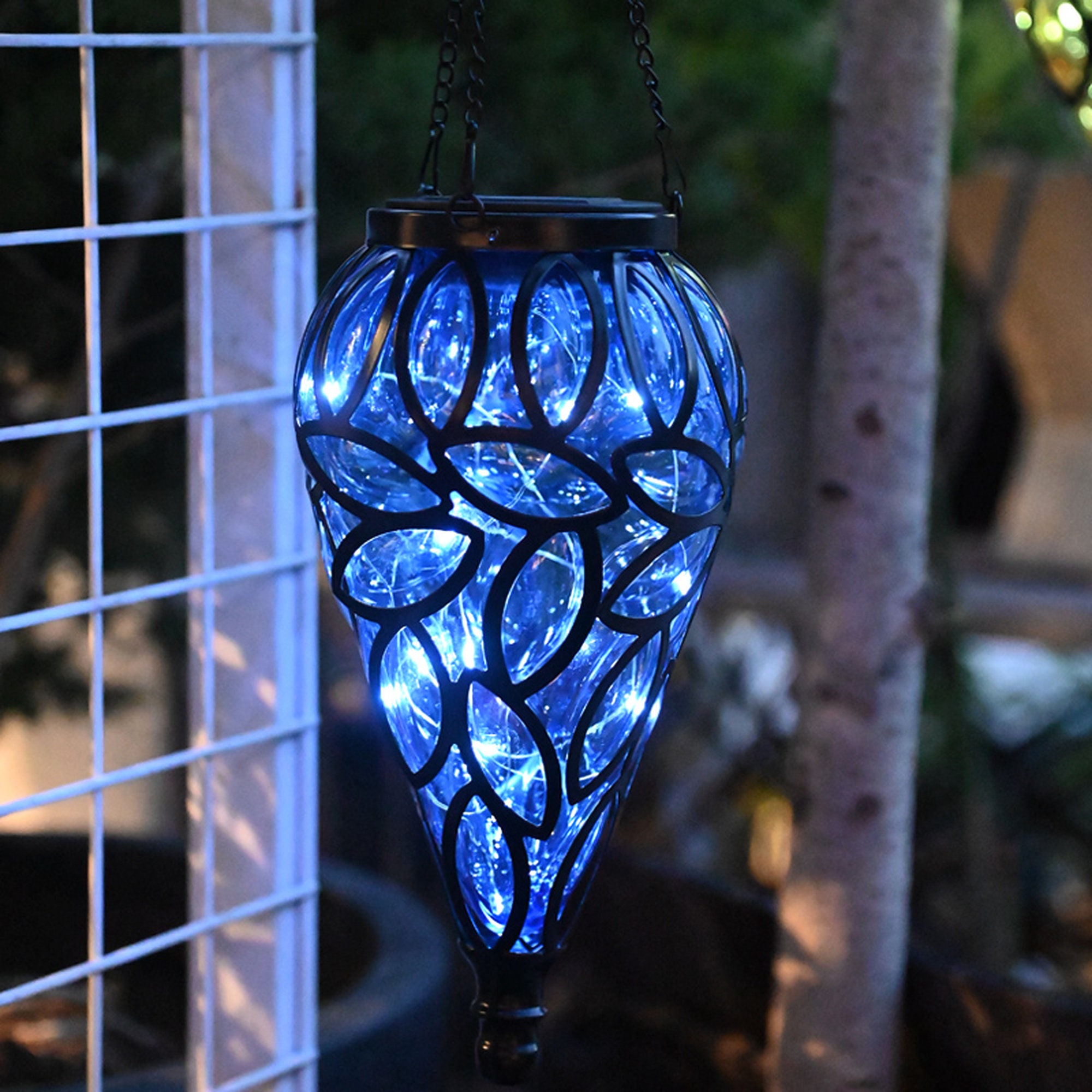 Outdoor Solar Lanterns Waterproof Metal Hanging Lights for Patio